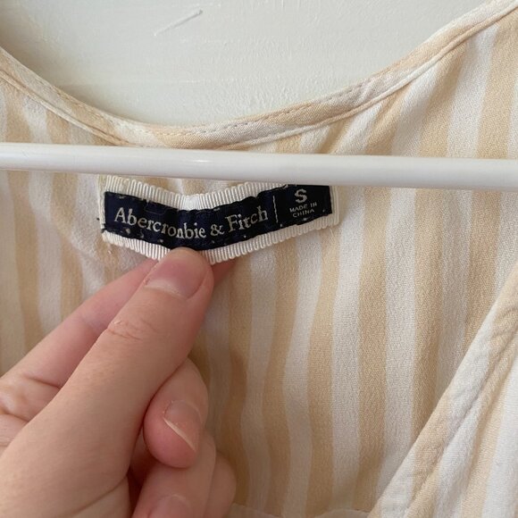 Abercrombie & Fitch Tan Button Stripe Dress - Picture 2 of 3